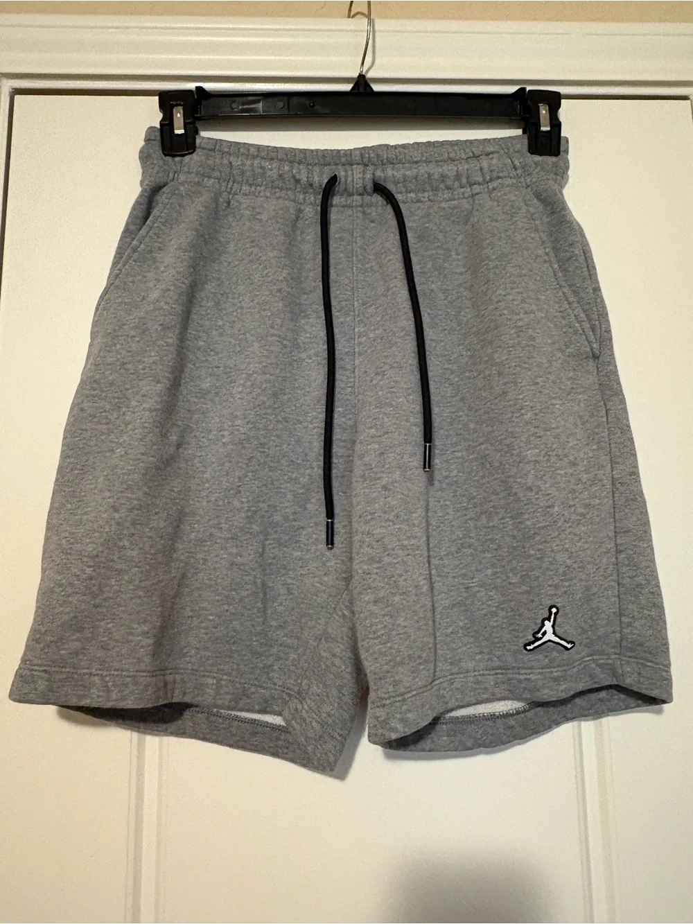 Jordan Men’s Gray Athletic Fleece Shorts with Black Drawstring